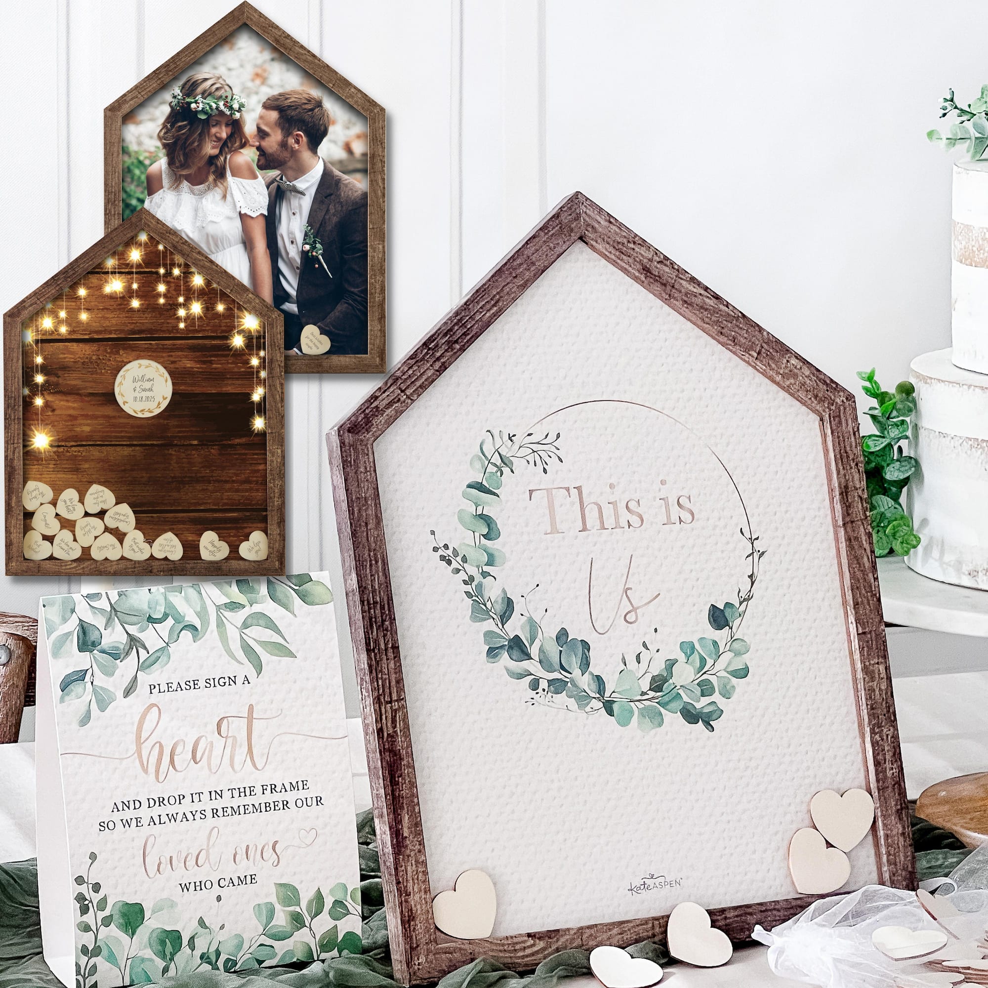 Kate Aspen® Modern Rustic House Shape Wedding Guest Book Alternative